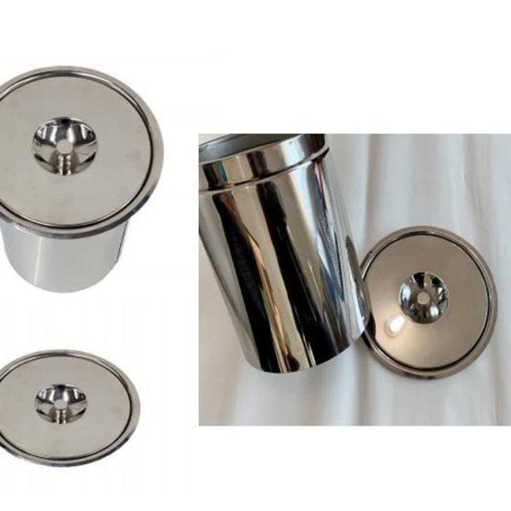 Lixeira Redonda De Embutir Cozinha 8 Litros Inox 304 Polido