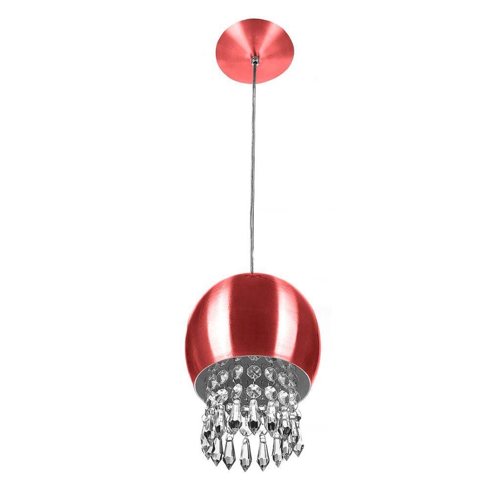 Pendente Bola Pequena 15cm Cereja Com Cristais Acrilico