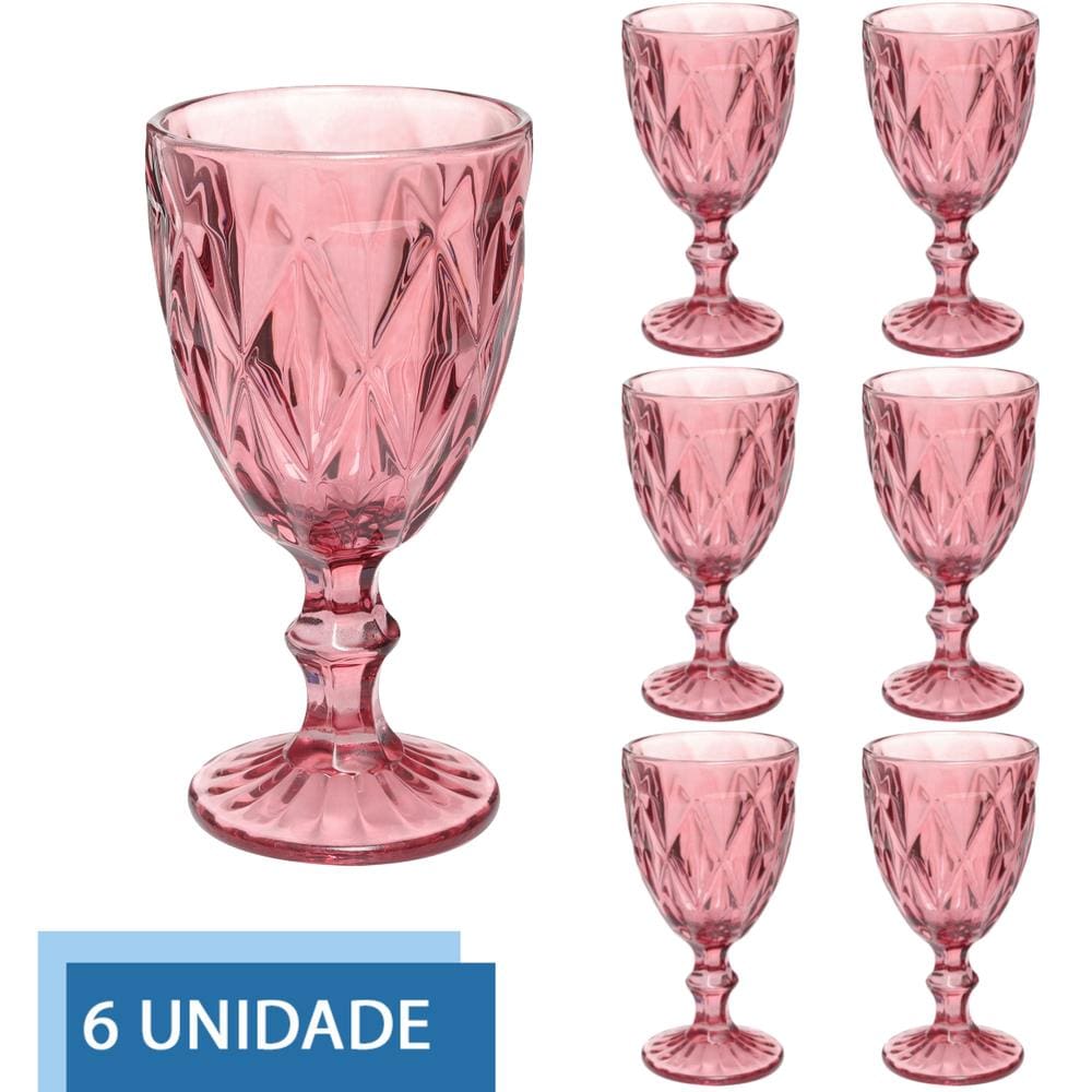 Jogo copo vidro rose, extra