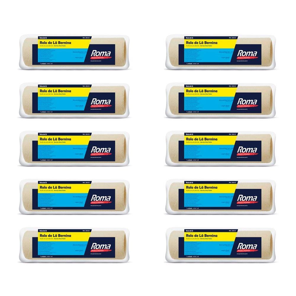 Kit 10 Rolo Bernina 23cm Pintura Tinta Epoxi e Acrilica Roma