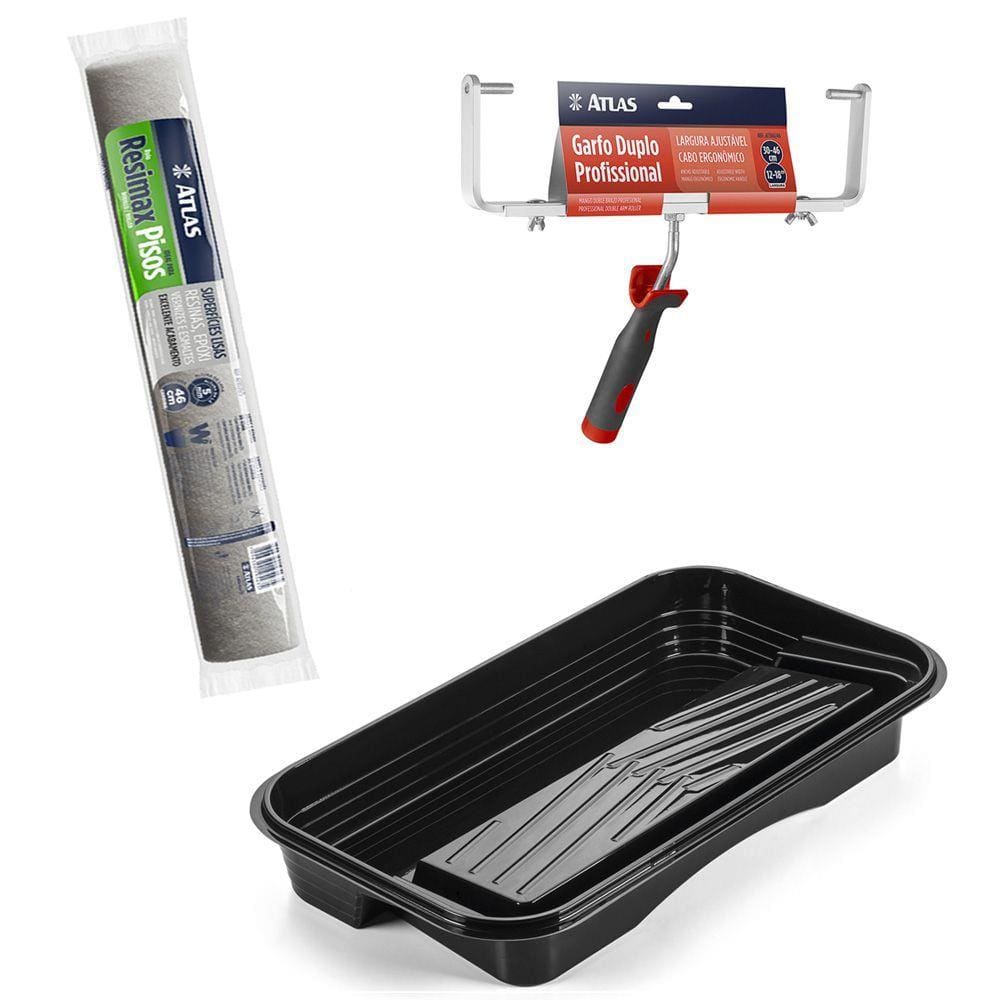 Kit Rolo Resimax 46cm Epóxi Resina Laca + Bandeja 2,2lt + Garfo Duplo Profissional