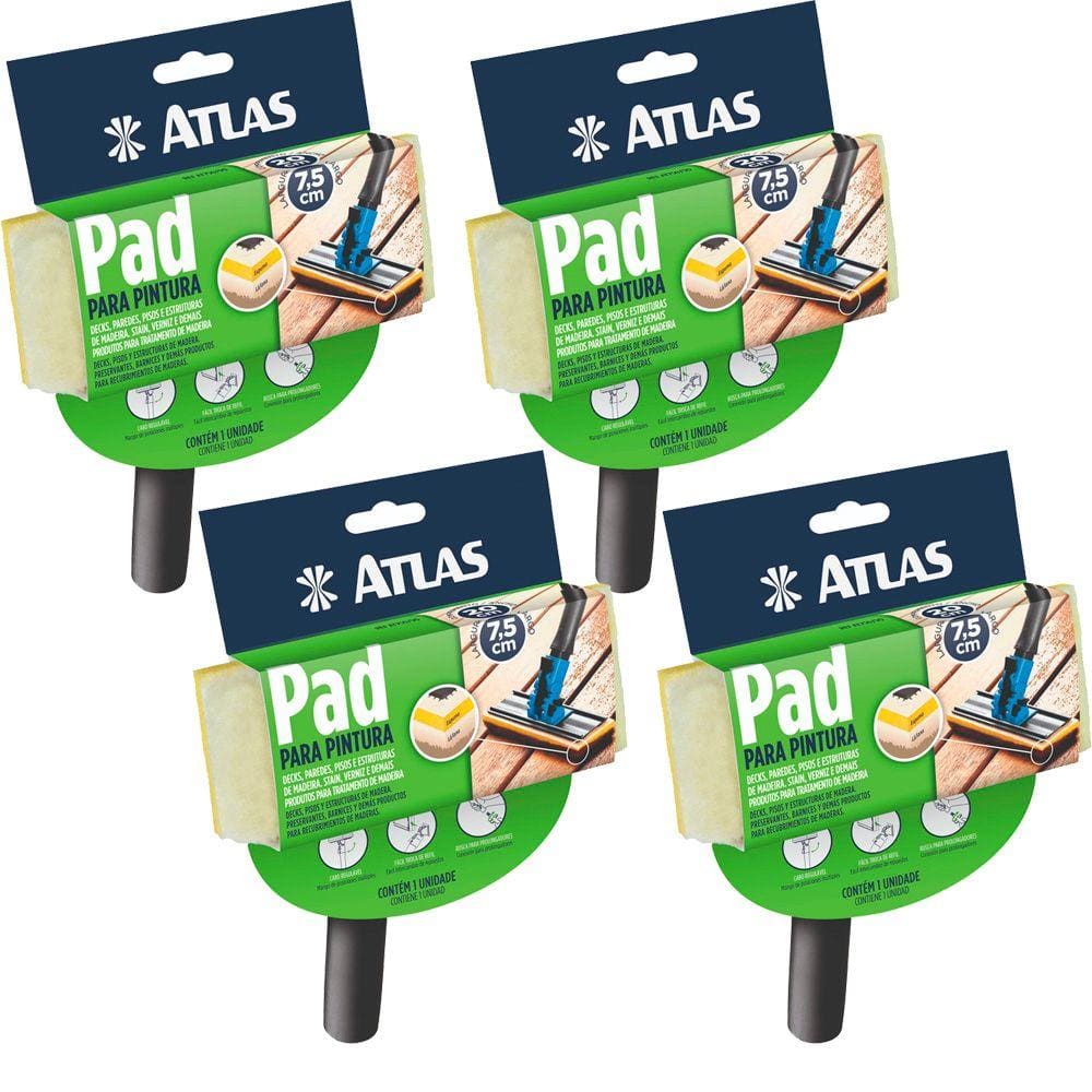 Kit 4 Pad Pintura Cabo Plástico Stains E Vernizes Premium