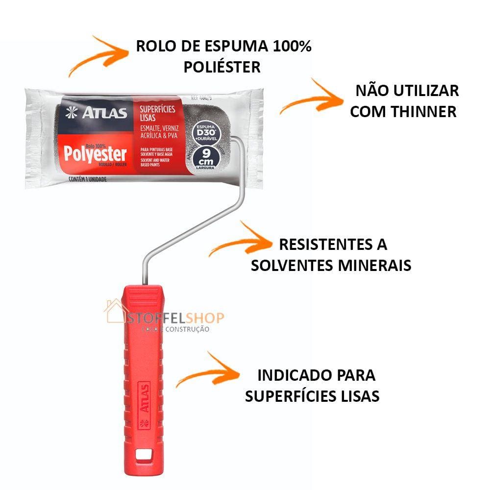 Jogo 48 Rolos De Espuma 9cm Pintura Polyester Acrilico Atlas