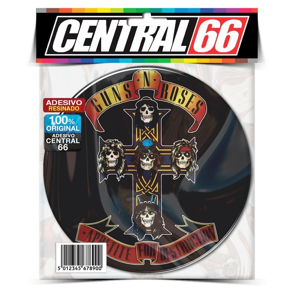 Adesivo Redondo Guns n Roses Cruz Resinado