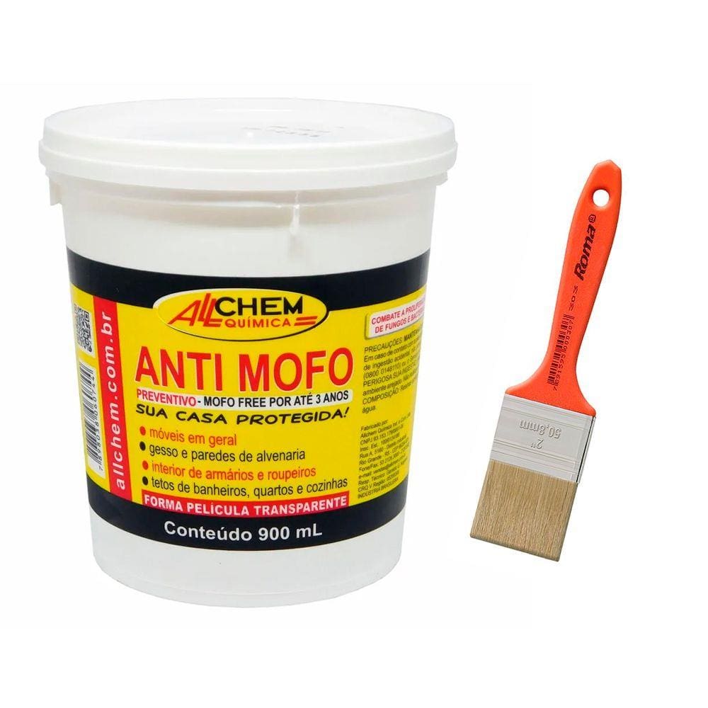 Anti Mofo Preventivo 900ml Sem Mofo 3 Anos + Trincha Pincel