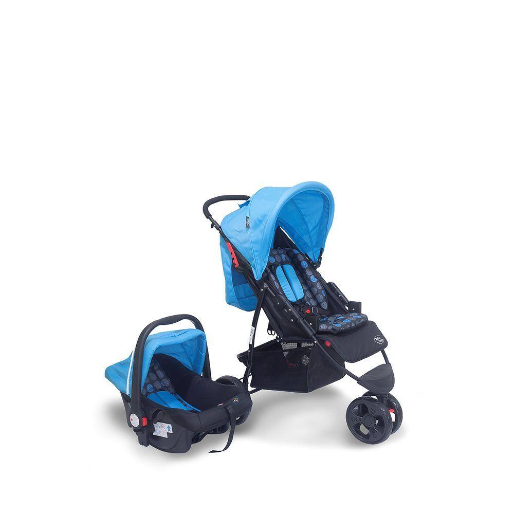 Kit Carrinho E Bebê Conforto Travel System Urban Até 15 Kg Azul