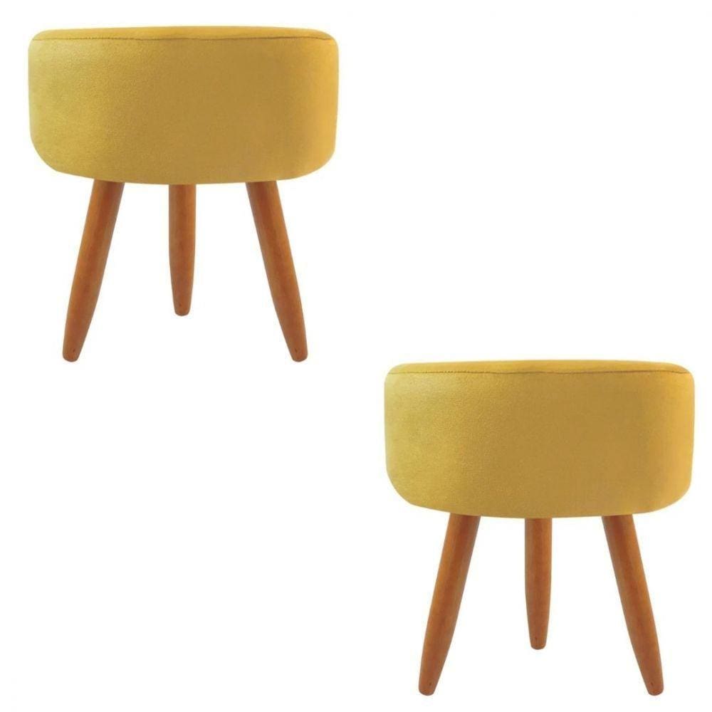 Combo 2 Puffs Redondo Pé Palito Amarelo