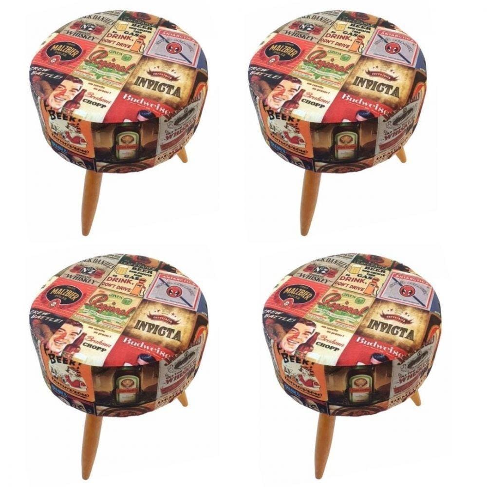 Combo 4 Puffs Redondo Pé Palito Cerveja