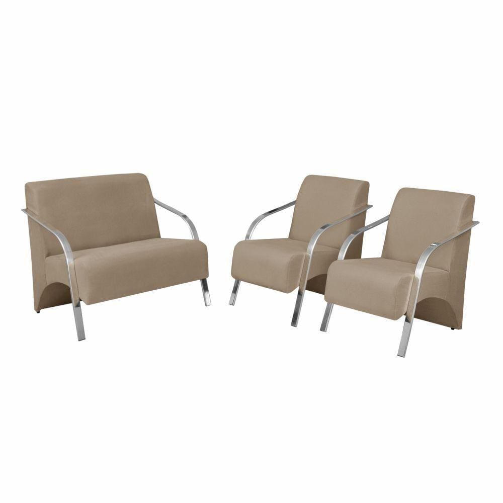 Conjunto Vênus Braço Alumínio Suede Cappuccino