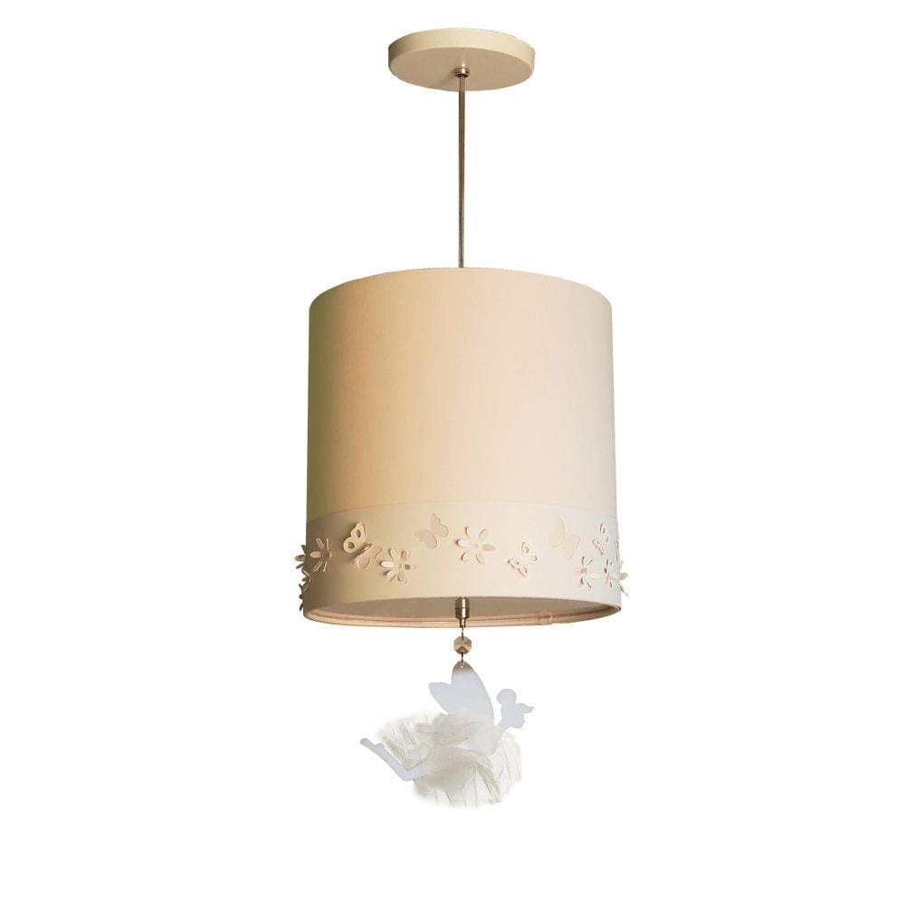 Lustre Pendente Infantil Fadas Cúpula Crú 25X25 1E27