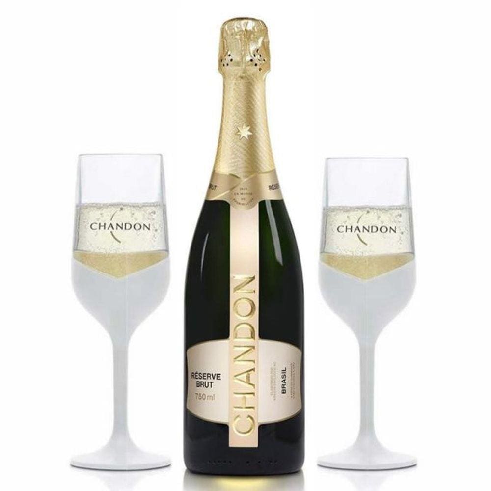 Kit Chandon Reserve Brut 750 ml +  2 Taça Personalizada