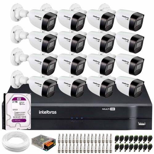 Kit 16 Câmeras VHD 1120 B G6 + DVR Intelbras + HD 2 TB + App + Fonte, Cabos e Acessórios Menor preço em Kit 16 Câmeras VHD 1120 B G6 + DVR Intelbras + HD 2 TB + App + Fonte, Cabos e Acessórios