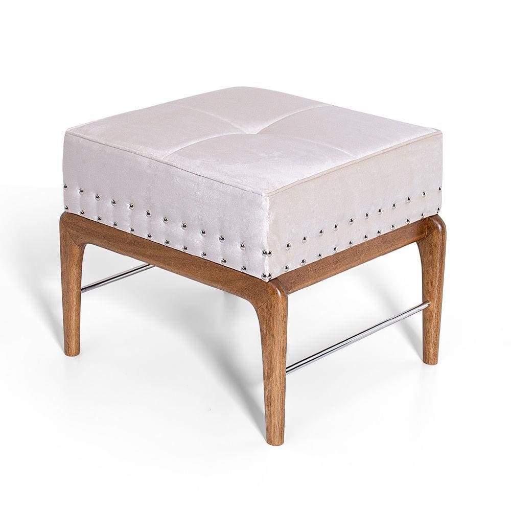 Puff de Madeira com Estofado Retangular Bell Creme – Straub Web