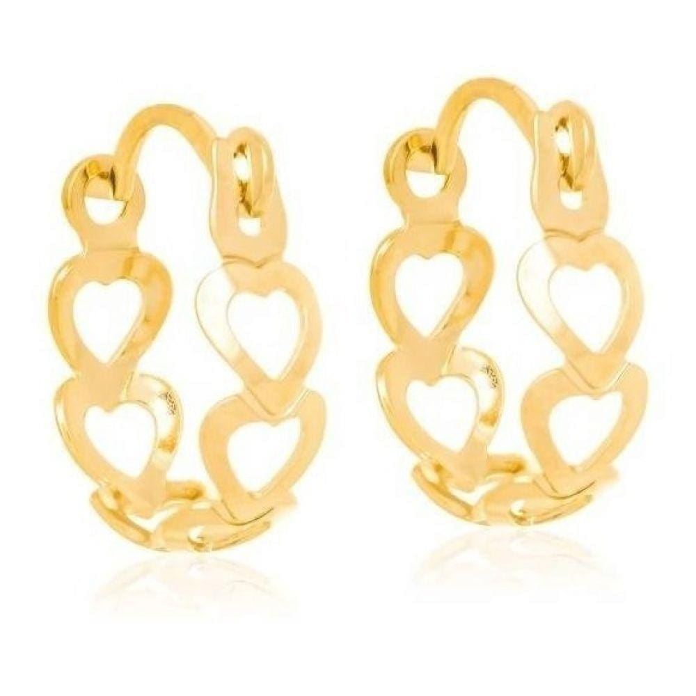 Brinco Argola Rommanel 1,5cm Corações Vazados