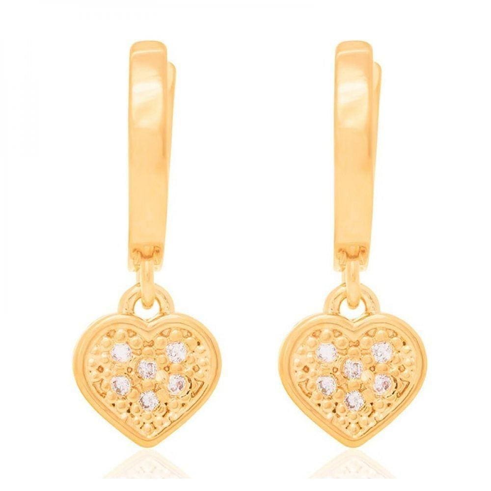 Brinco Rommanel Argola Coração Pendurado