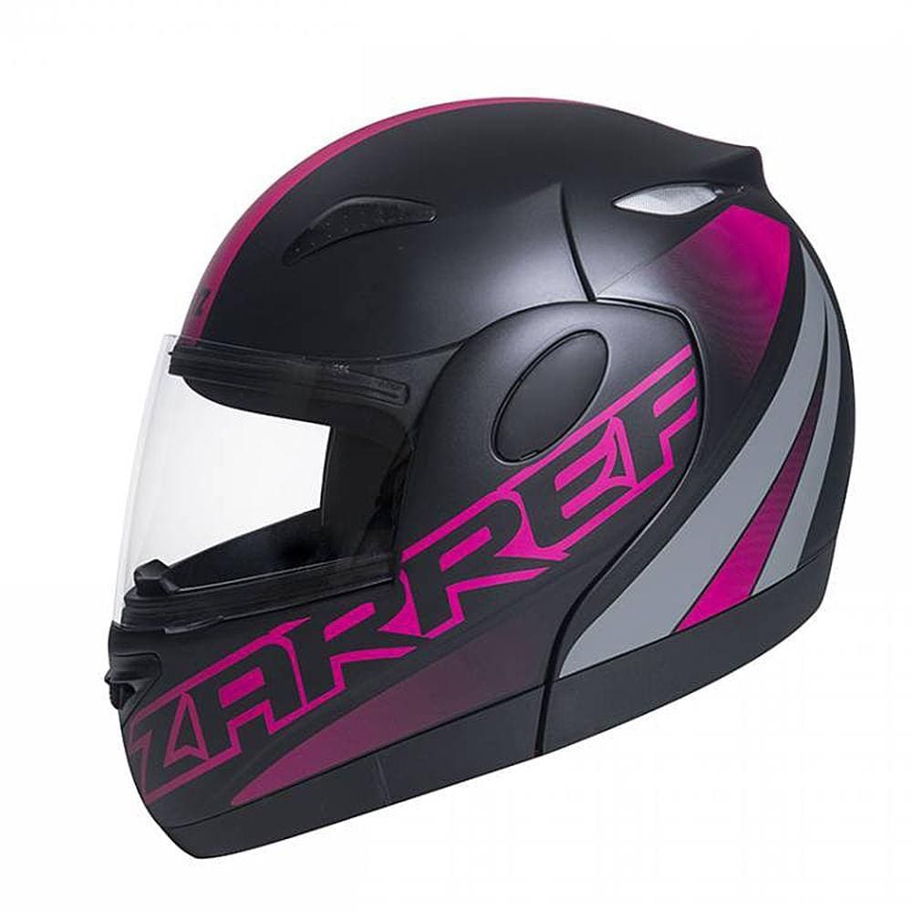 Capacete Zarref Neon V5 Preto Fosco Rosa Robocop TAM 58