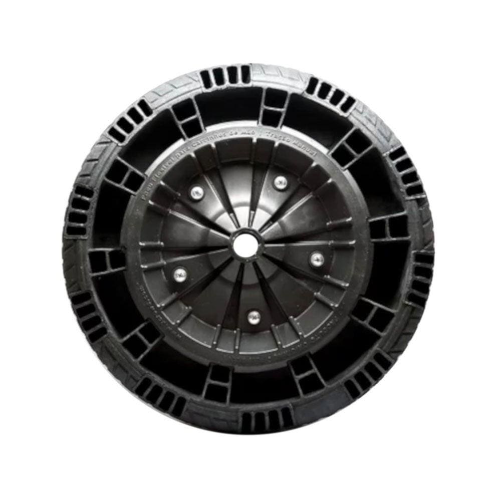 Roda Completa Pneu Maciço 14\" = 335mm - Eixo 1\" - Com Rolamento Plano - Pneu Flex