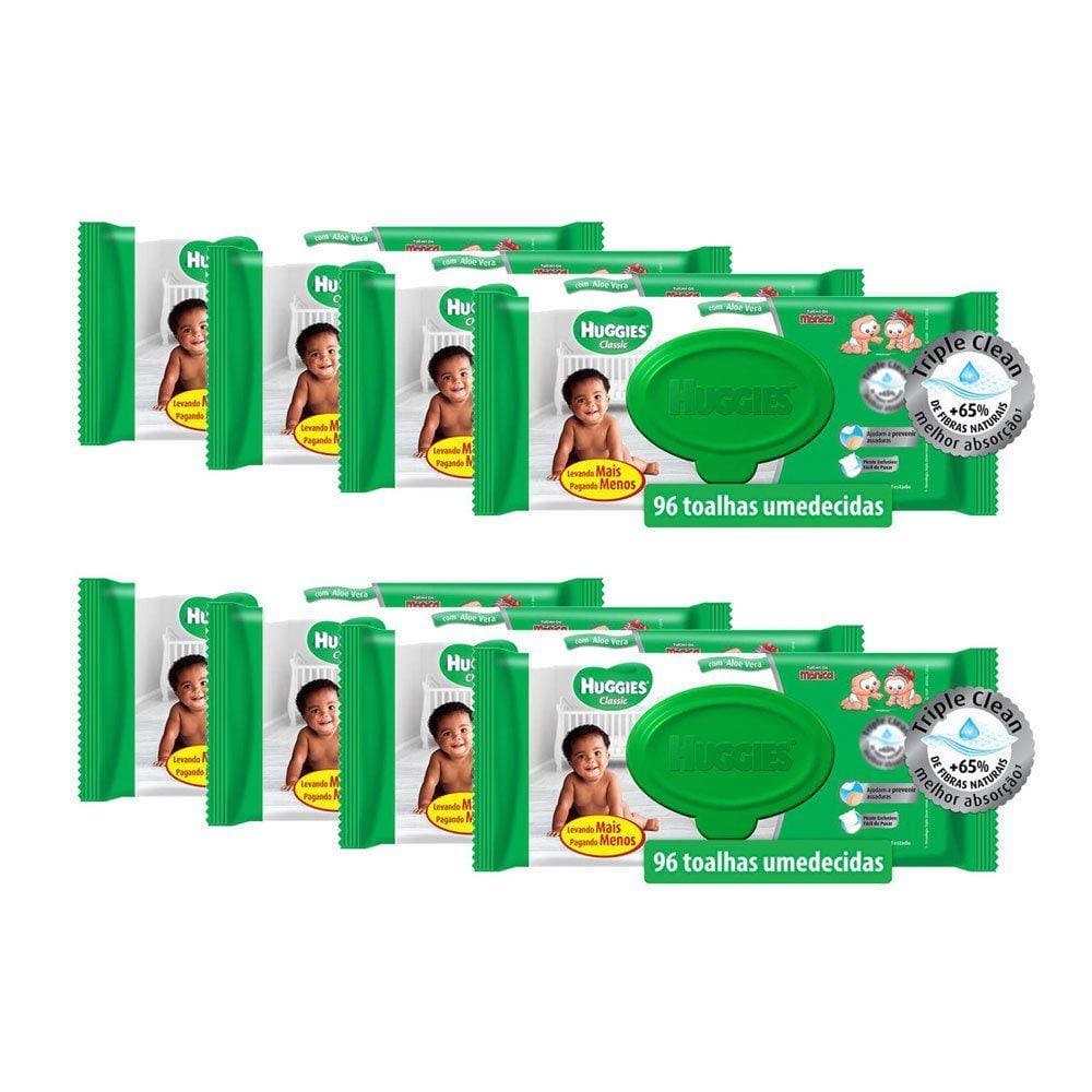 Kit de Lenços Umedecidos Huggies Turma da Mônica Classic 768 Unidades