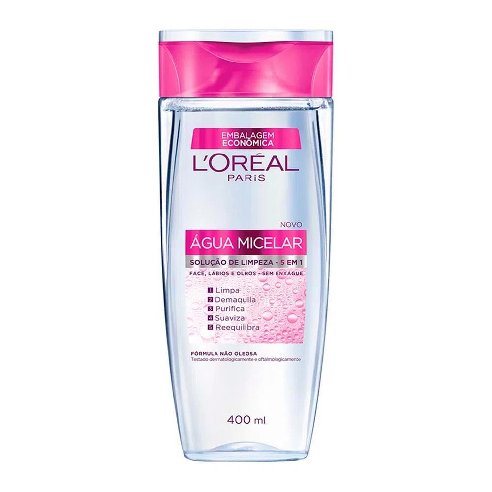 Água Micelar L`Oréal Paris Solução de Limpeza 5 em 1 400ml