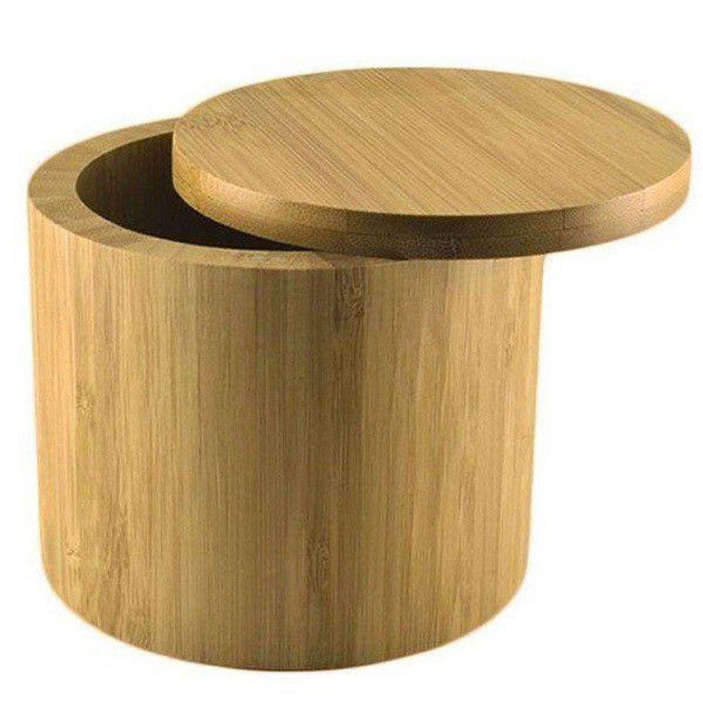 Saleiro Cozinha Bambu Redondo Tampa Giratória Mimo Style