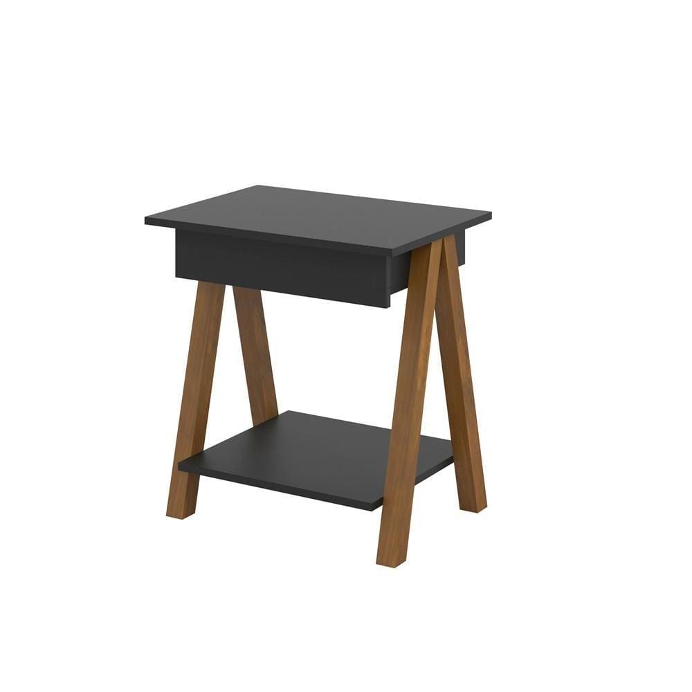 Mesa Lateral Old Tebarrot Móveis Preto Amêndoa 1 Gav Office