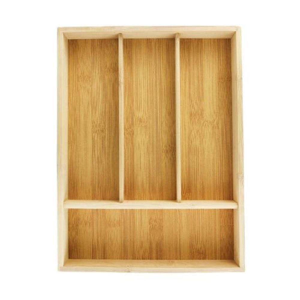 Porta Talheres De Bambu Com 4 Divisórias