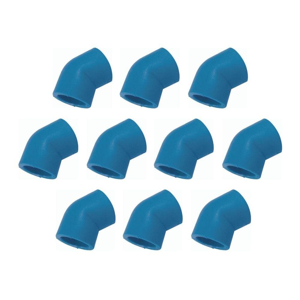 Kit Com 10 Peças - Joelho 45° Azul Ppr Para Ar Comprimido Topfusion Ø 40mm