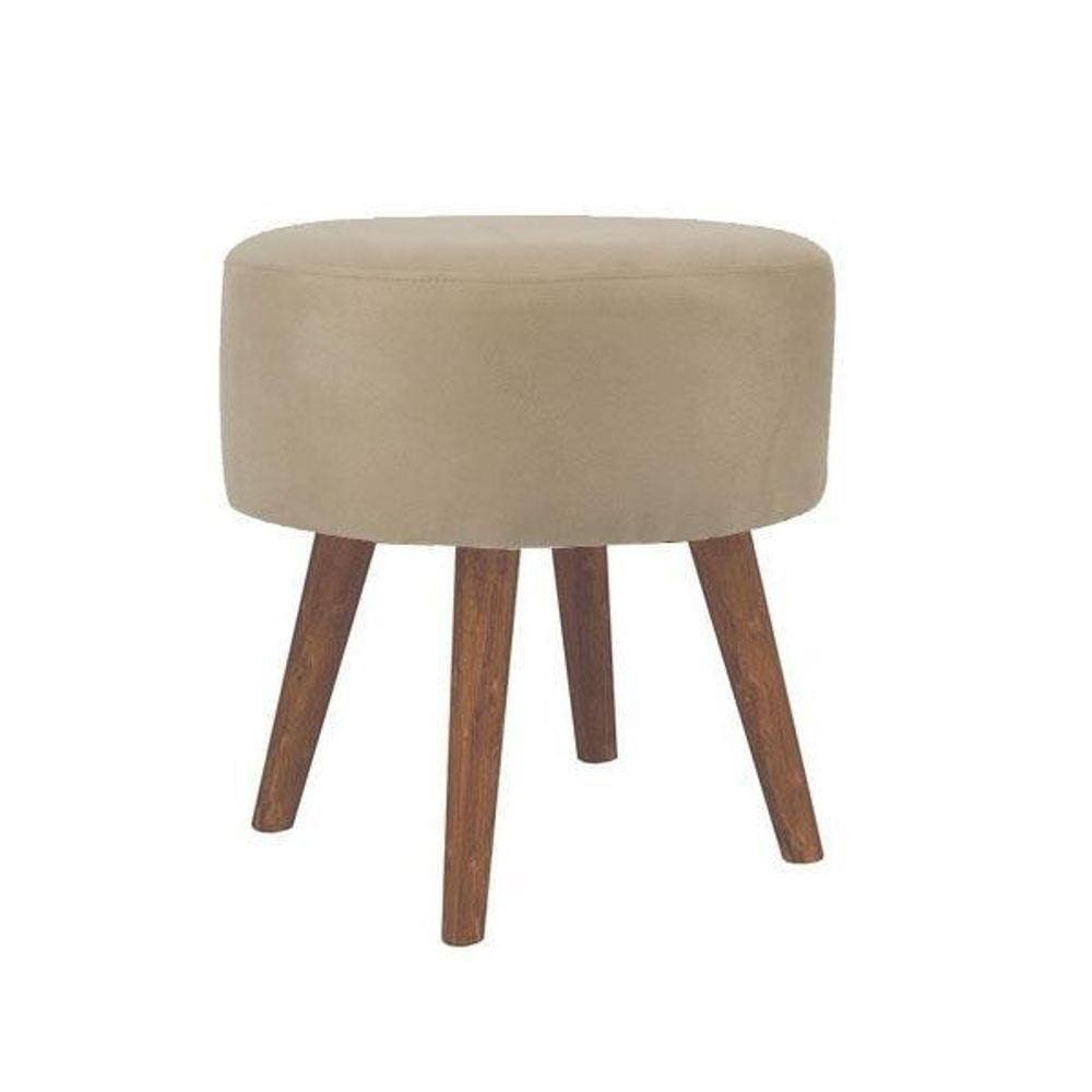 Puff Para Sala Pé Palito Suede Bege 4 Pés Palito