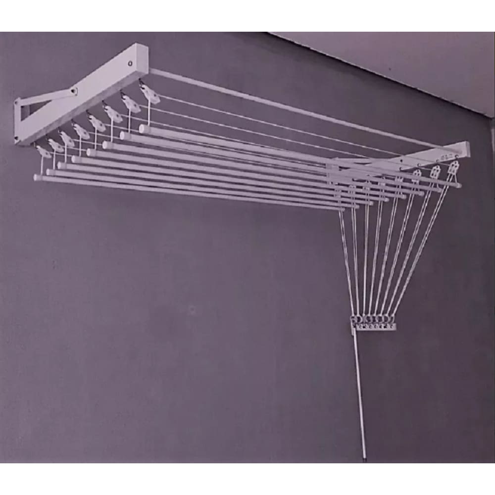 Varal Parede Individual 10 Varetas Alumínio Branco 100cm