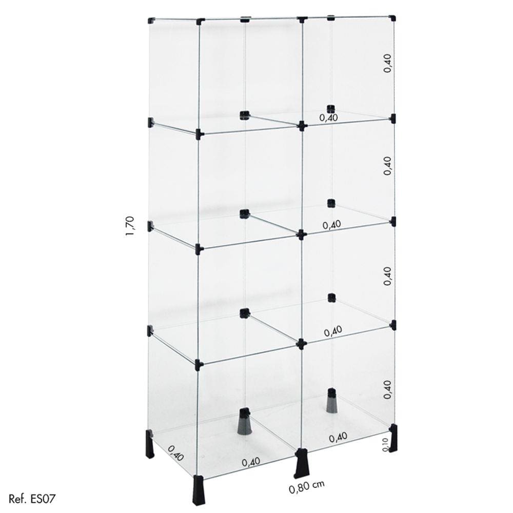 Estante de Vidro Modulado - 0,80 x 1,70 x 0,40