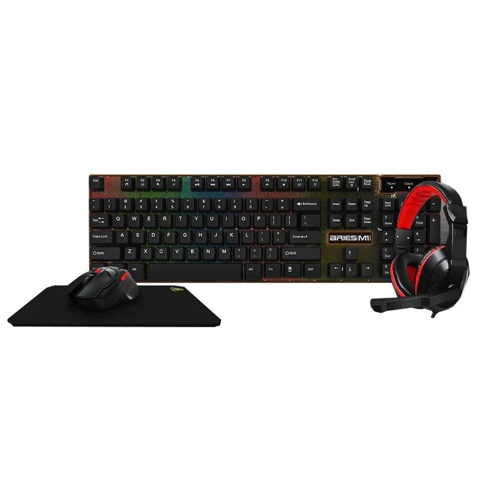 Combo Gamer Kwg Aries M1 Lite 4 Em 1 Teclado Mouse Headset