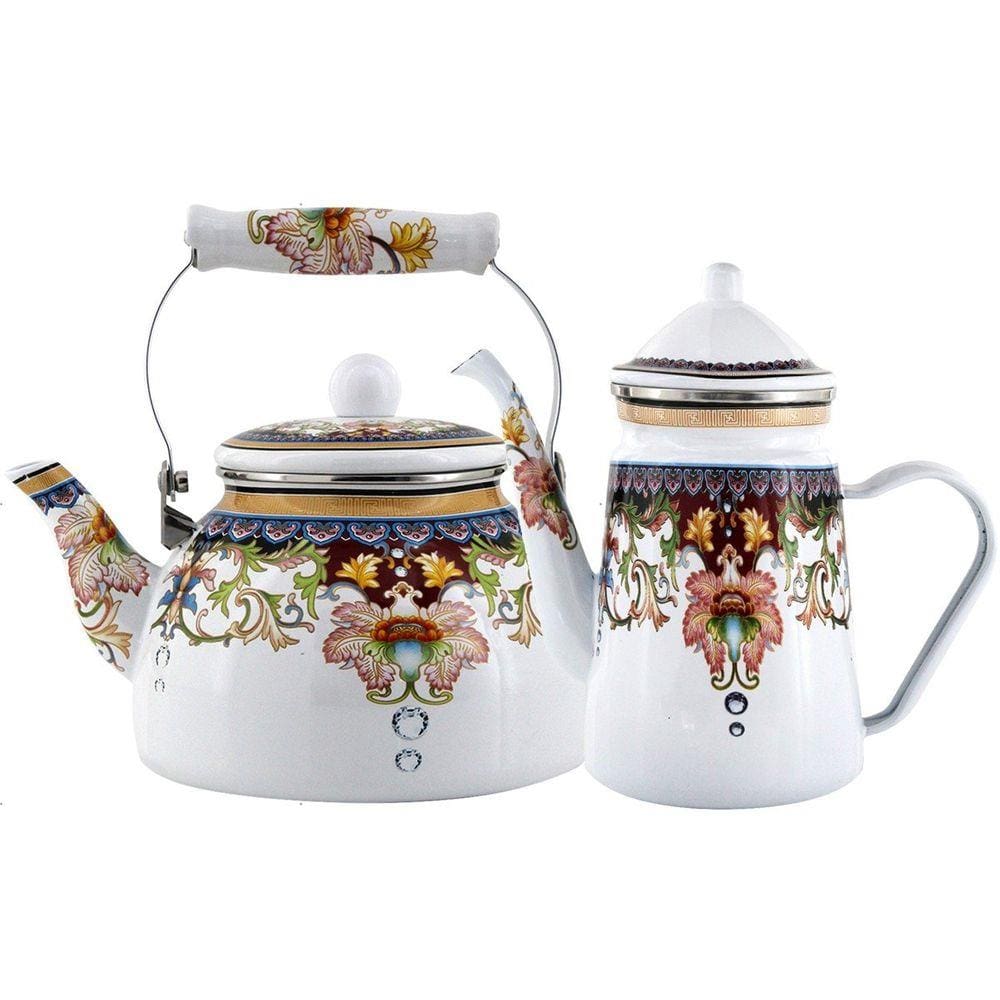 Kit Chaleira 2,5l Bule 1,2l Aço Esmaltada Indiana