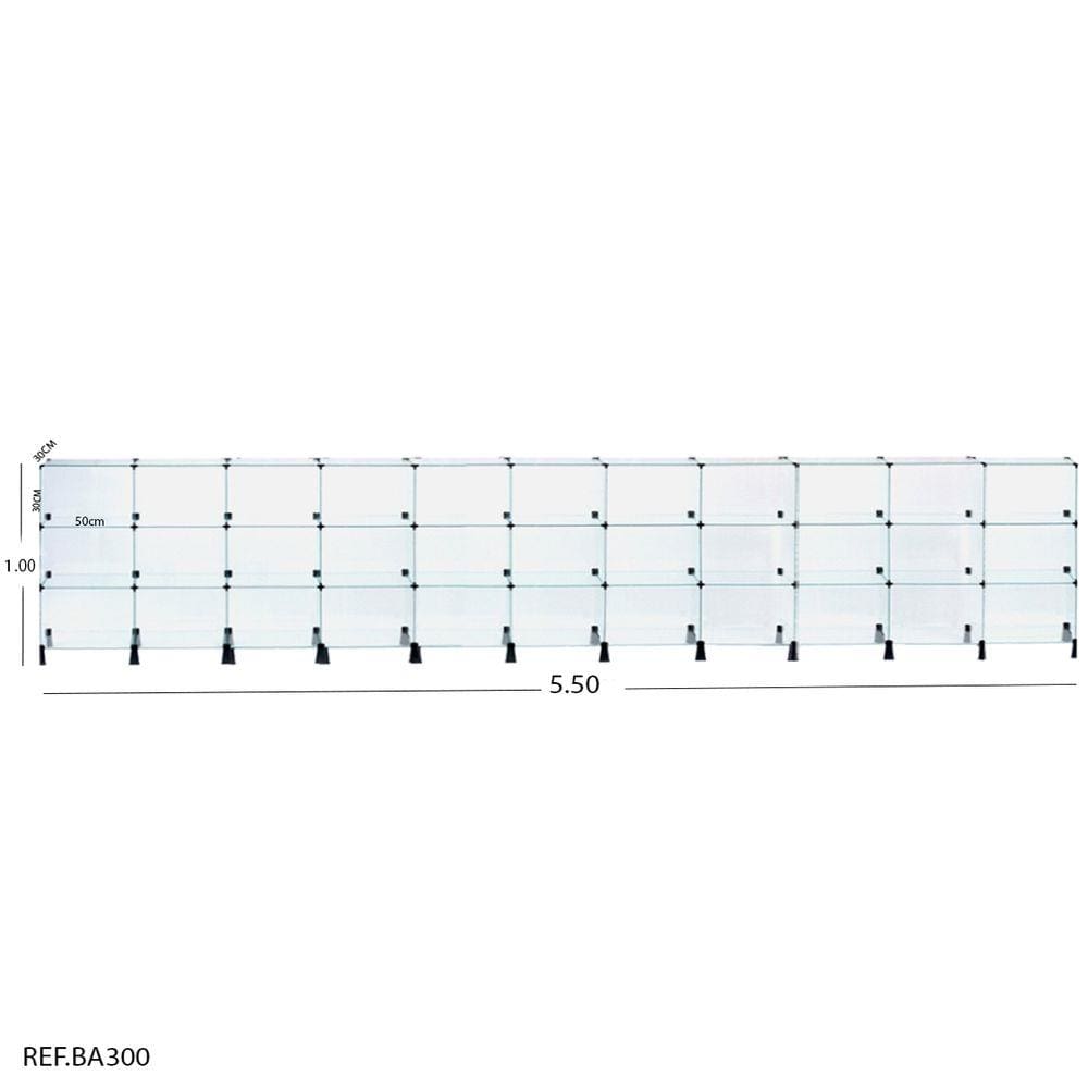 Balcão de Atendimento Modulado em Vidro - 5,50 x 1,00 x 0,30