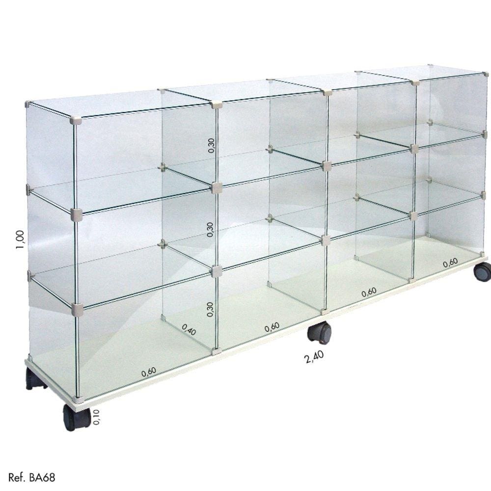 Balcão de Atendimento Modulado em Vidro - 2,40 x 1,00 X 0,40