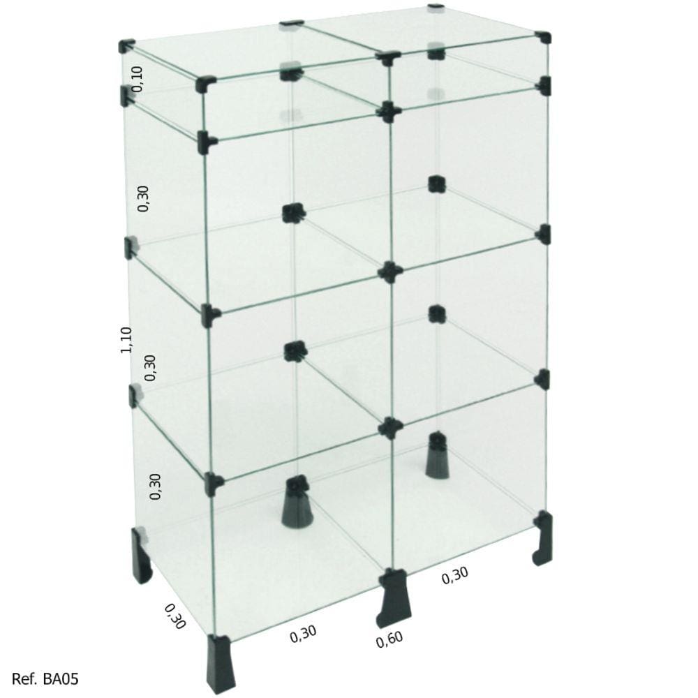 Balcão de Vidro com Porta Bijuterias - 0,60 x 1,10 x 0,30