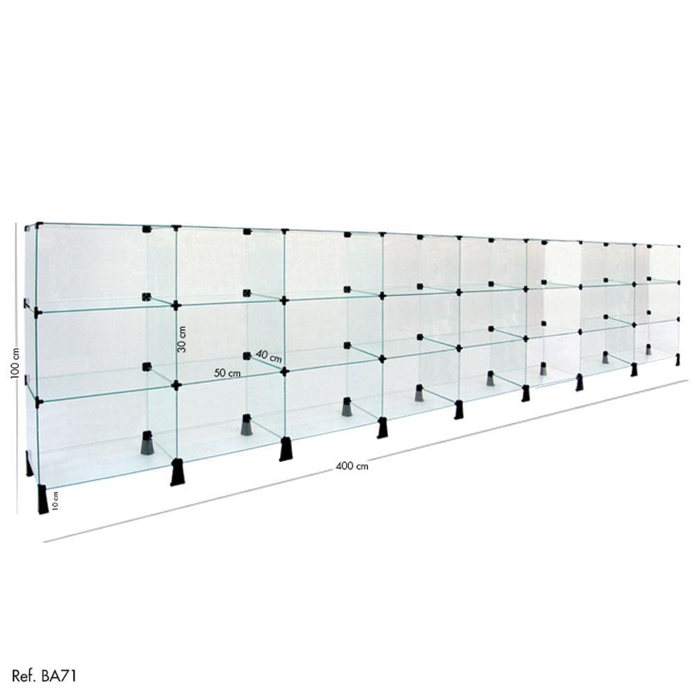 Balcão de Atendimento Modulado em Vidro - 4,00 x 1,00 X 0,40