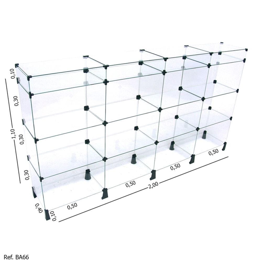 Balcão de Atendimento Modulado em Vidro com Porta Bijuterias - 2,00 x 1,10 X 0,40
