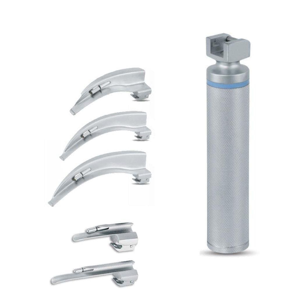 Kit Laringoscópio - 3 Lâminas Curvas E 2 Retas - Led Branco