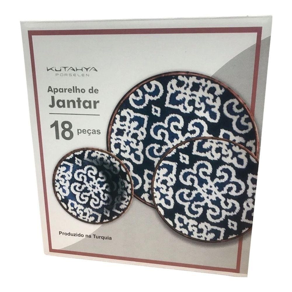 Conjunto Jantar Pratos Porcelana 18 Peças Kutahya - Turquia