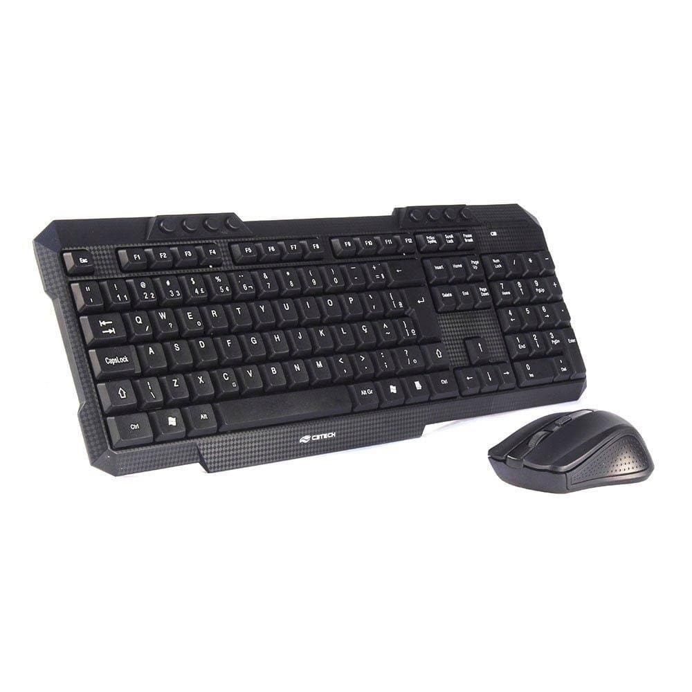 Kit Teclado + Mouse C3TECH K-W10BK, Wireless, 8 Funções Multimídia, Preto
