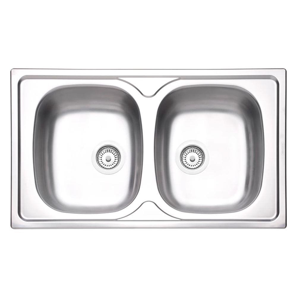 Cuba de Sobrepor Tramontina Sigma 2 Cubas em Aço Inox Pré-polido 86 x 50 cm com Válvula