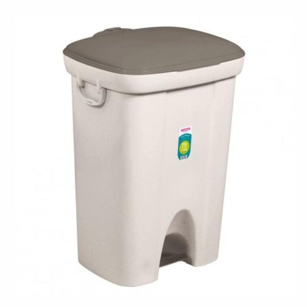 Lixeira Com Pedal Plástico 72 Litros Bege Sanremo