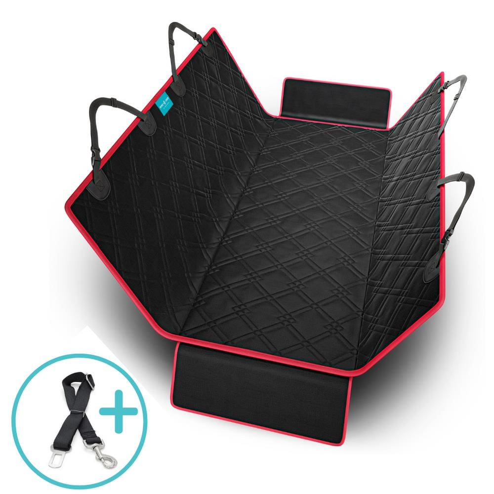 Kit Capa Pet de Banco Vermelha + Cinto Guia Duke & Dixie