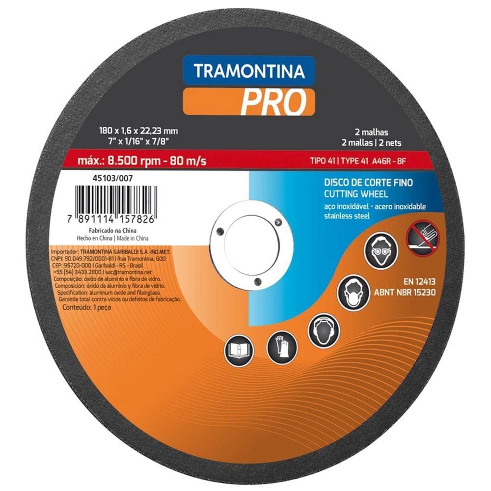 Disco de Corte 4.1/2” para Aço Inox e Materiais Endurecidos Tramontina PRO Tramontina