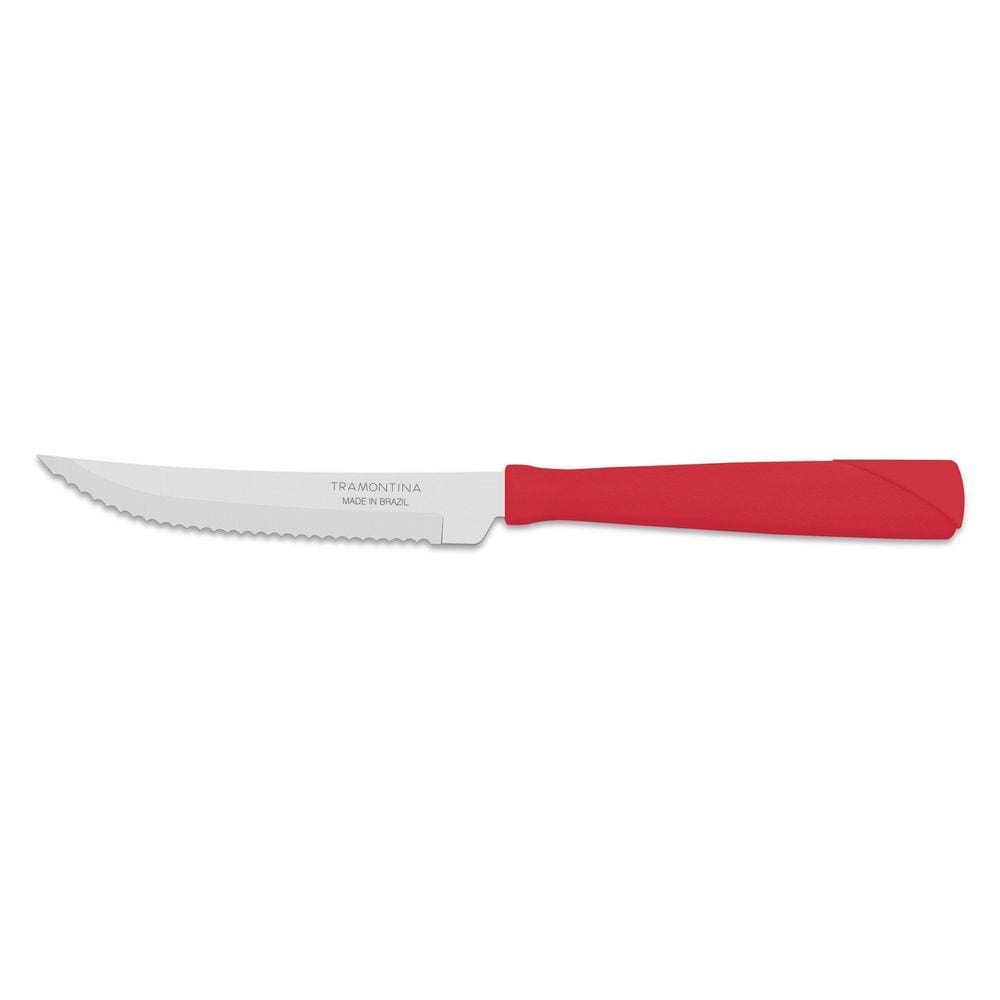 Faca para Churrasco Tramontina New Kolor com Lâmina em Aço Inox e Cabo de Polipropileno Vermelho 4" Tramontina