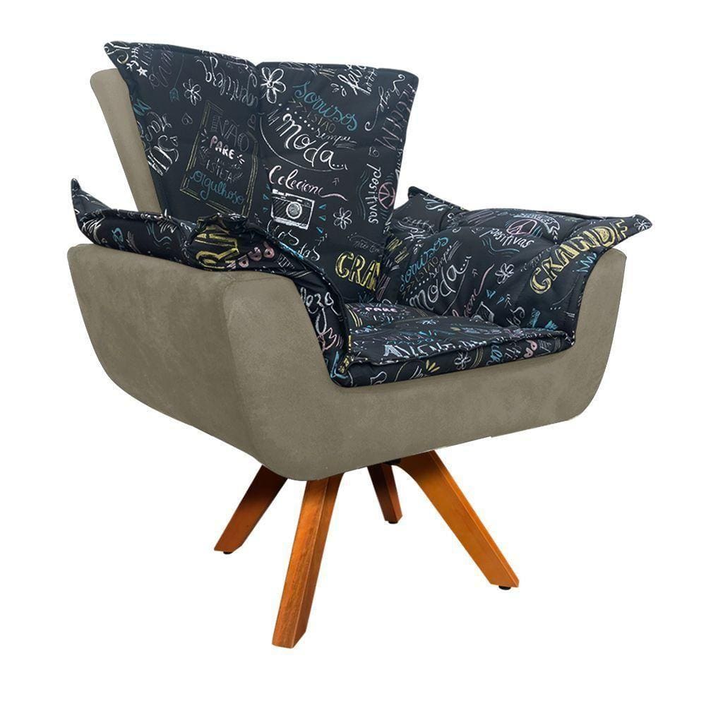 Poltrona Giratória Opala Preto Escrito D62 e Marrom