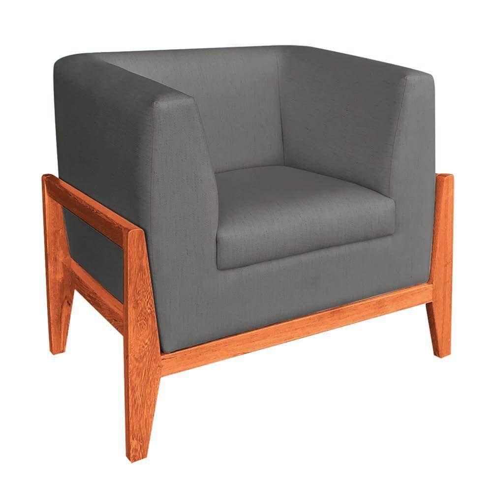 Poltrona Lucy Linho Cinza A26 Castanho