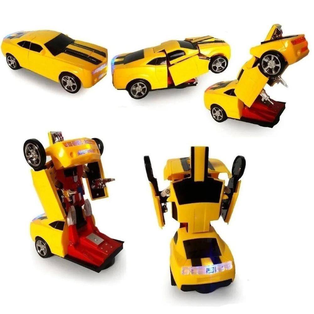 Carrinho De Brinquedo Robô Carro Robô Camaro Amarelo Sons | Extra
