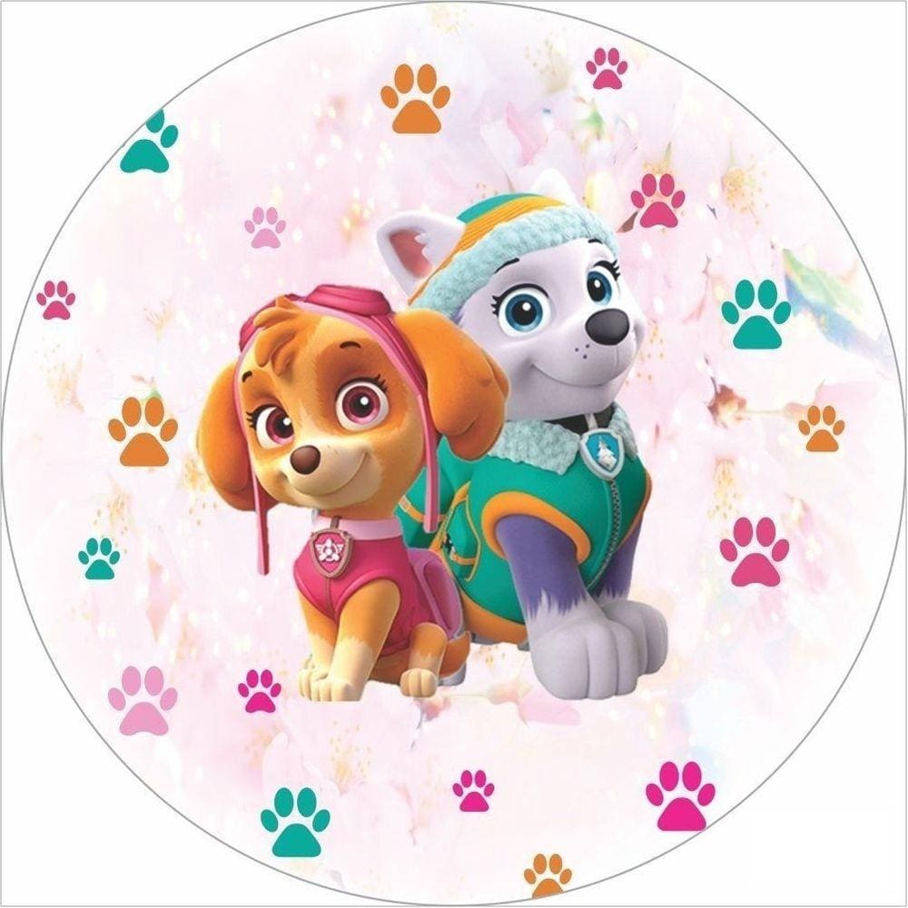 Painel Redondo Tecido 3D Patrulha Canina Menina WRD-3172