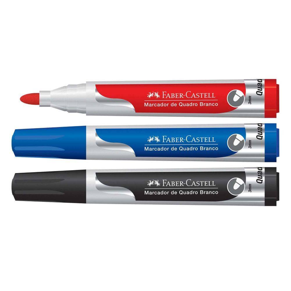 Marcador para Quadro Branco Kit com 3 Cores Faber-Castell